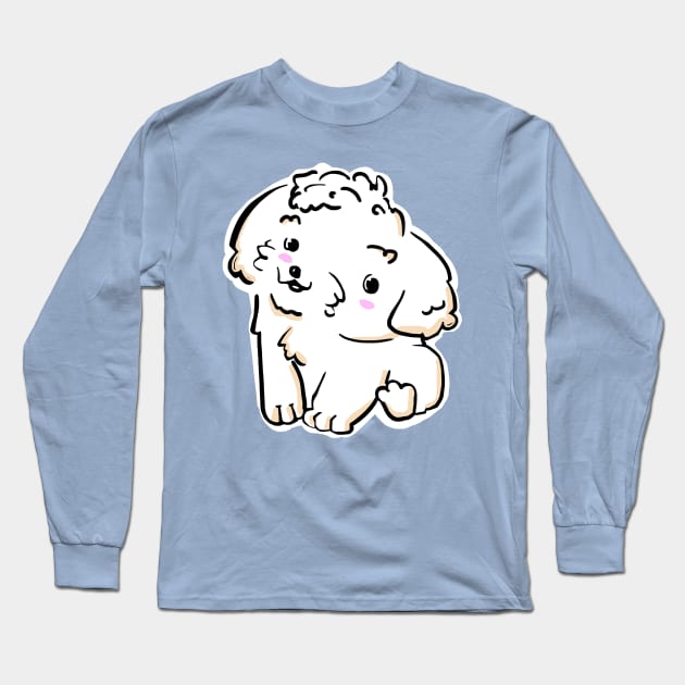 Cute White Shih Tzu Puppy Long Sleeve T-Shirt by SubtleSplit